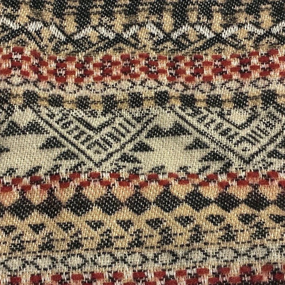 Gray Geometrical Pattern Boho Poncho OS Sustainable Tribal Quagga Green Label